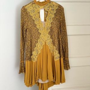 Rare Gold Free People Lace Dress